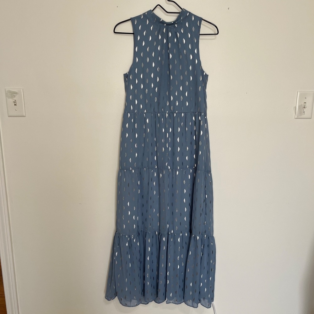 Donna Ricco Maxi Halter Dress Women's S  Tiered Event  Feminine Formal Holiday